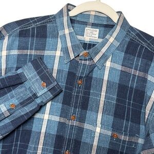 J.Crew Authentic Workwear Blue Plaid Cotton Button Up L/S Casual Shirt XL